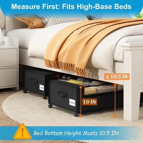 Vista 3 de Organizador de almacenamiento de zapatos debajo de la cama, cajones rodantes de 10 pulgadas para ropa, mantas, ropa de invierno y zapatos
