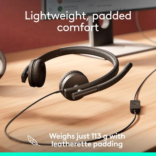 Vista 5 de Logitech H570e - Auriculares USB con micrófono para PC y Mac, auriculares con cable USB-A con sonido estéreo, micrófonos con cancelación de ruido