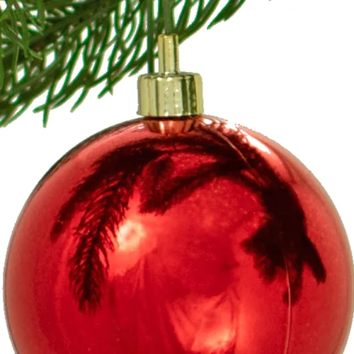 Vista 2 de Brillo Rojo Adornos de Bola de Navidad de Plástico, Adornos Colgantes Inastillables para Interior/Exterior (50mm)