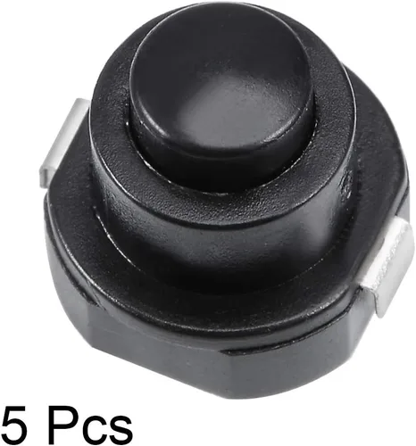 Vista 2 de uxcell 5 unids enclavamiento de acción linterna antorcha botón interruptor de bloqueo contacto negro