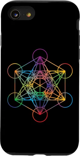 Vista 18 de iPhone 16 Geometría Sagrada Metatrón Cubo Chakra con Funda Geométrica