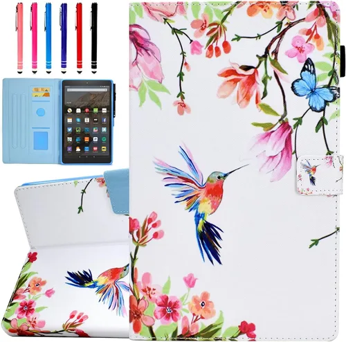 Vista 9 de Funut Funda para tablet Fire HD 10 (9ª/7ª/5ª generación, versión 2019/2017/2015), funda inteligente delgada de piel sintética con función