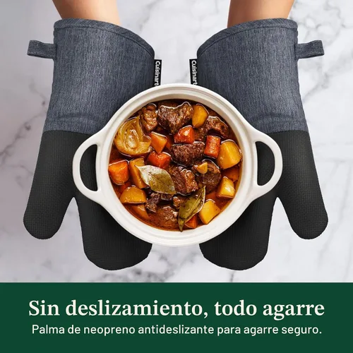 Vista 3 de Cuisinart Chambray - Guantes para horno de cocina, resistentes al calor Carbón