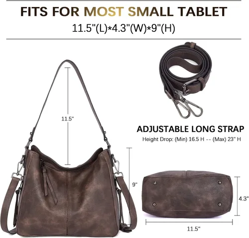 Vista 3 de BOSTANTEN Bolsos para mujer, bolsos de cuero de diseñador, bolsos hobo bolsos de hombro para mujer, bolsos cruzados con borla