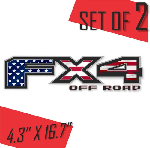 Vista 2 de Gold Hook FX4 - Calcomanías todoterreno compatibles con Ford F-150 F-250 F-350, serie Peel & Stick, bandera estadounidense, fácil de instalar, juego
