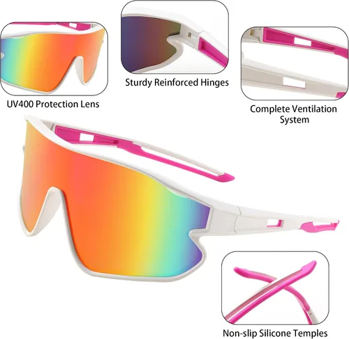Vista 4 de FEISEDY Gafas de sol unisex para jóvenes, gafas de sol de béisbol y tenis, UV400 deportivas para niños y niñas, pantallas de ciclismo B4064