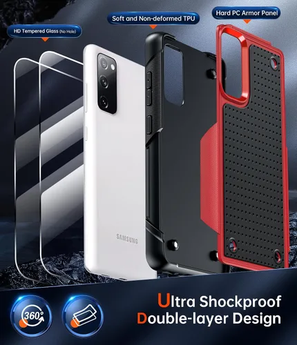 Vista 2 de LeYi Funda para S20 FE 5G: Funda para teléfono Galaxy S20 FE 5G con protectores de pantalla [2 unidades], resistente a prueba de golpes, de doble