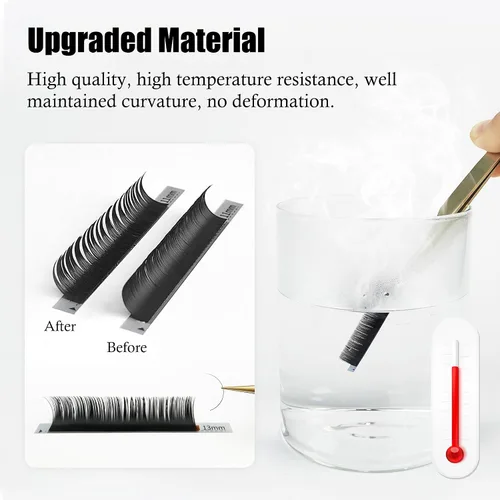 Vista 7 de Extensiones de pestañas individuales clásicas, 20 filas/bandeja MIX7-0.512 in, rizo C de 0.003 in, pestañas suaves naturales individuales injerto