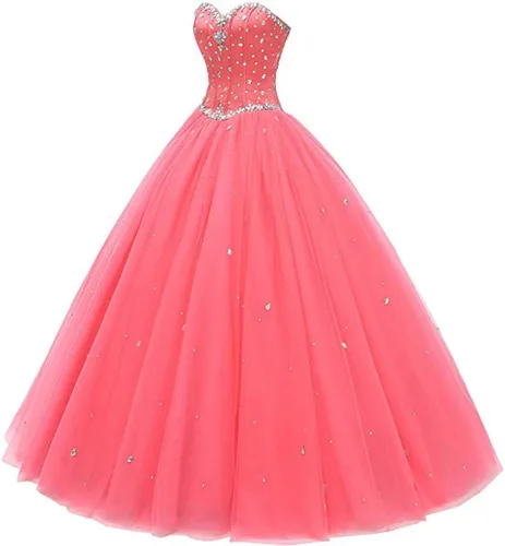 Vista 2 de Likedpage - Vestido de tul con escote de corazón para mujer, diseño para bailes, fiestas, graduaciones y quinceañeras