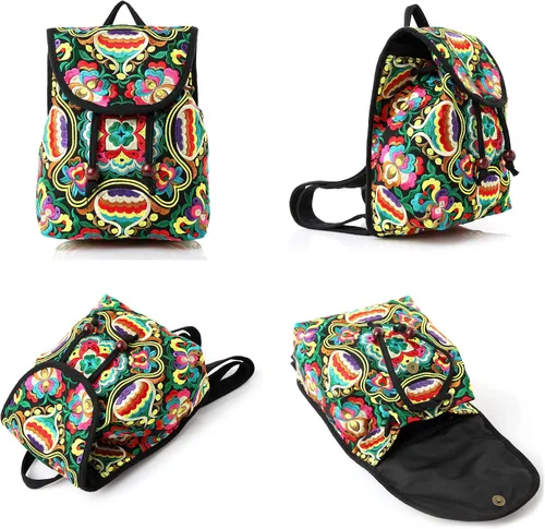 Vista 7 de Goodhan - Mochila de viaje para mujer, diseño clásico de bordado étnico