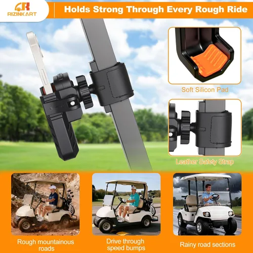 Vista 6 de Soporte magnético para carrito de golf, compatible con EZGO/Club Car/Yamaha, con imanes N52 mejorados y rotación de 360°, soporte de teléfono