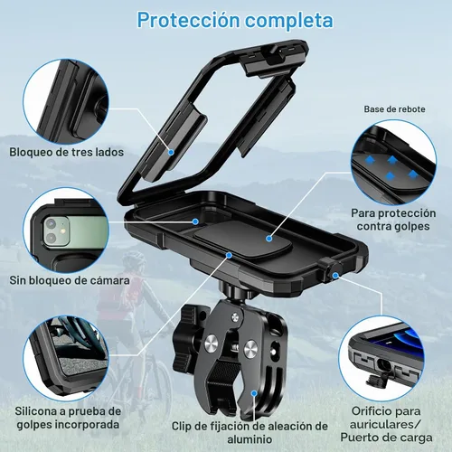 Vista 2 de BKNOOU Soporte de teléfono para motocicleta y bicicleta, resistente al agua
