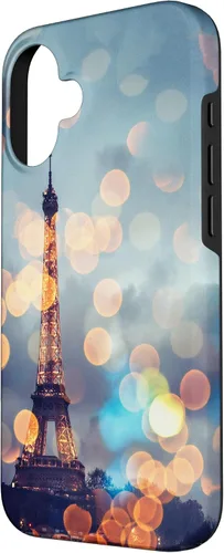 Vista 2 de iPhone 16 escénica Torre Eiffel París Francia por la noche Bokeh Majestic Case