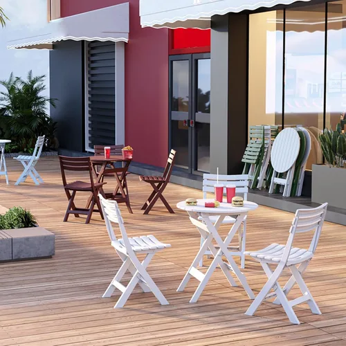 Vista 7 de 2 sillas plegables de plástico, sillas de salón para exteriores, sillas de comedor plegables para bodas, fiestas, balcones, reuniones familiares