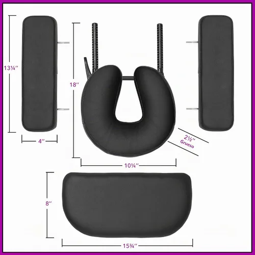 Vista 4 de Saloniture Mesa de masaje plegable de espuma viscoelástica profesional, portátil con funda de transporte, color negro