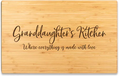 Vista 12 de Andaz Press Tabla de cortar grande de madera de bambú, 17.75 x 11 pulgadas, Aunt's Kitchen Where Everything is Made With Love, 1 paquete, tabla