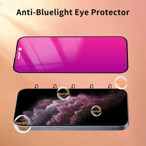 Vista 4 de Paquete de 2 protectores de pantalla de privacidad para iPhone 11 Pro Max/XS Max, vidrio templado antiespía, efecto espejo colorido degradado