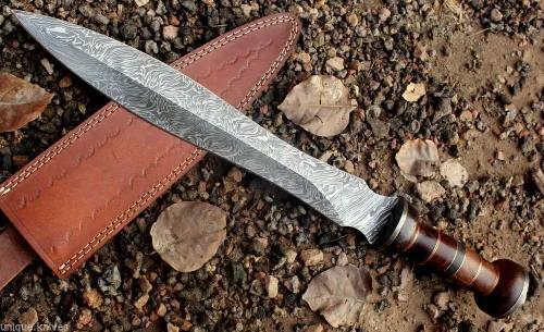 Vista 2 de Espada griega/romana forjada a mano personalizada de acero de Damasco Espada griega/Daga/GLADIOUS Caza Gladiador Espada