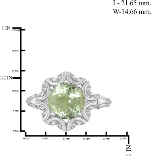 Vista 4 de JEWELEXCESS Anillo de diamantes blancos con amatista verde y acento de 2,58 quilates en plata de ley