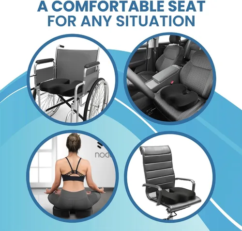 Vista 7 de Philosophy Gym Cojín de asiento de espuma viscoelástica, almohadilla de gel mejorada para silla de oficina, cómoda almohada ergonómica para silla