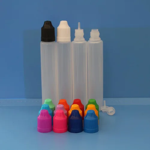 Vista 2 de Botella de plástico de LDPE de 2.0 fl oz con punta larga suave y exprimible para líquidos, tapa a prueba de niños, con mini embudo y etiqueta