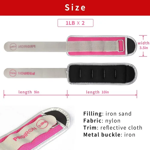 Vista 6 de PROIRON Ankle Weights for Women, Leg Weights for Men, Ankle and Wrist Weights 2/4/6/8LBS，Reflective Arm Weights for Jogging，Gymnastics，Aerobics