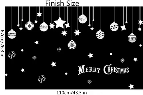 Vista 6 de Calcomanías de ventana de Navidad, adhesivos de ventana de invierno, decoraciones de copos de nieve de estrella blanca, calcomanía navideña navideña