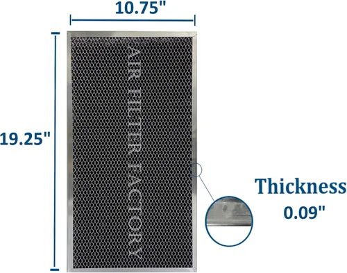 Vista 2 de Air Filter Factory Filtro de campana de carbono de 10.75 x 19.25 x 0.09 pulgadas, filtro de campana de ventilación de carbón de carbón, paquete de 2