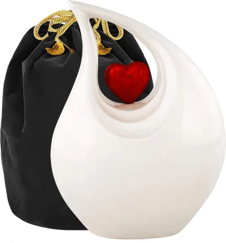Vista 44 de Urna de cremación Heart of Love para cenizas humanas - Hermosa urna conmemorativa ERN para adultos - ERN decorativa para seres queridos - Urna Negro