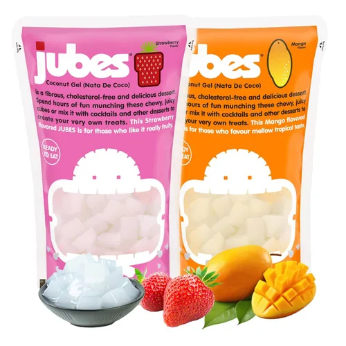 Vista 11 de Jubes Grape Nata De Coco Jelly Cubes 12.7 oz – Cubos de jalea de coco de uva para sagú – Gel de coco en ingredientes de jarabe para té de frutas
