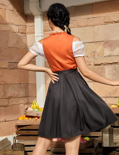 Vista 6 de KOJOOIN Women's Oktoberfest Dress 3 Pieces German Dirndl Dress Costumes for Bavarian Carnival Halloween