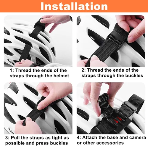 Vista 6 de Soporte de correa para GoPro para cascos, base de adaptador de montaje ajustable con varilla de extensión y hebilla giratoria de liberación rápida