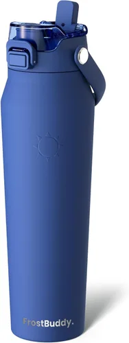 Vista 57 de Frost Buddy botella de agua aislada de 32 onzas con pajilla y tapa para beber Acero inoxidable a prueba de fugas 24 horas de frío Resistente