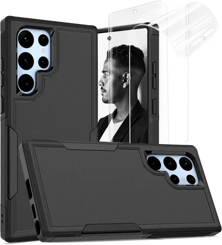 Vista 61 de Jeylly Funda para Samsung Galaxy S10 Plus S10+, ajuste delgado, doble capa, resistente, absorción de golpes, TPU con carcasa trasera de Negro