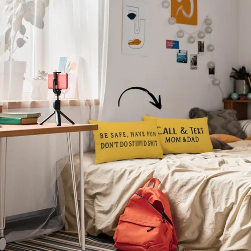 Vista 24 de Mingnei Funda de almohada con texto en inglés "Call Your Mom", divertida funda de almohada reversible decorativa de 12 x 20 pulgadas, regalos