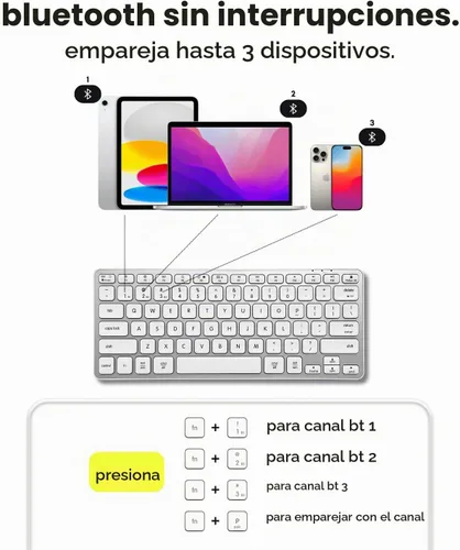 Vista 4 de Teclado Inalámbrico Bluetooth Macally para Mac - Conectividad Premium para Múltiples Dispositivos - Teclado Apple Compatible para MacBook Pro/Air