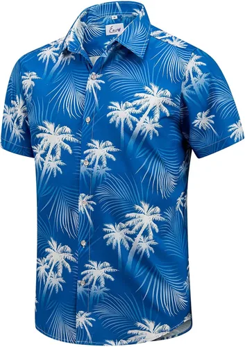 Vista 17 de EUOW - Camisas hawaianas para hombre de manga corta con botones, estampadas para la playa y el verano