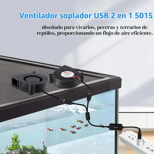 Vista 2 de Wathai - Ventilador USB de 1.969 in x 0.591 in, 5 V, 5015 ventiladores de refrigeración sin escobillas