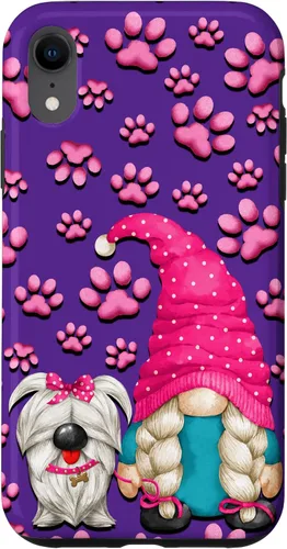 Vista 24 de iPhone 11 - Cosas de gnomo púrpura para mujer, patrón de pata rosa para perro, mamá