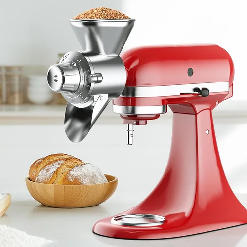 Vista 2 de Accesorio para molinillo de granos para batidora de pie KitchenAid, molinillo de harina completamente metálico de 9 niveles para KitchenAid