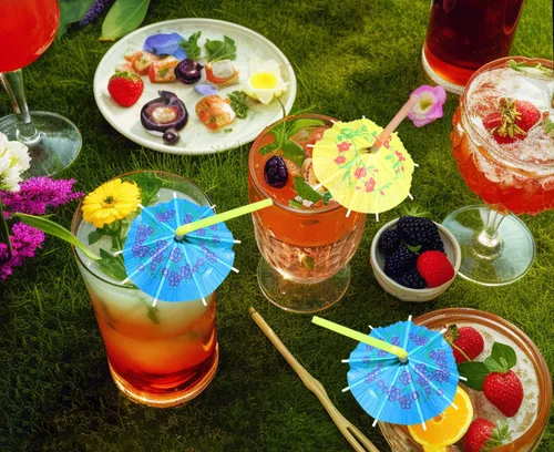 Vista 6 de Pajitas hawaianas para fiesta, 25 unidades, 9.45 pulgadas, colores surtidos, mini paraguas de papel, bebidas, jugo, cóctel, batido, pajitas