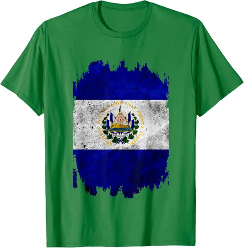 Vista 5 de Camiseta con bandera de El Salvador de El Salvador con diseño de bandera de El Salvador, Negro, S