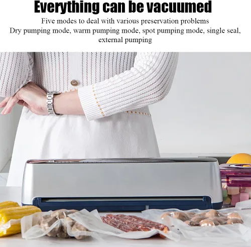 Vista 4 de Máquina empacadora de alimentos al vacío, Máquina selladora al vacío de alimentos, sello de 12.2 in de largo, 5 modos, pantalla táctil LED