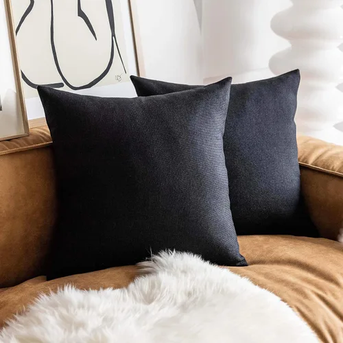 Vista 39 de Fundas de almohada decorativas Demetex grises 18x18, fundas de almohada cuadradas de lino para sofá, fundas de almohada estilo granja para cama