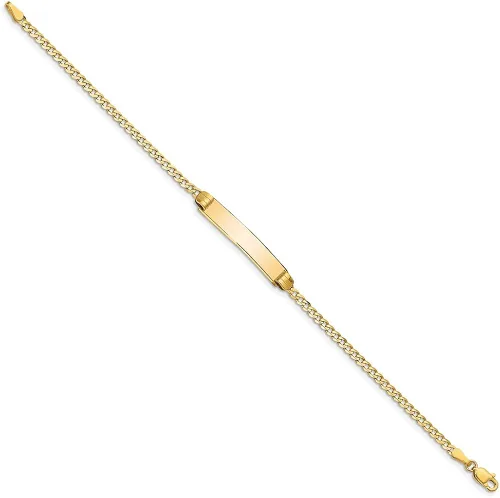 Vista 2 de Engravable Personalized Custom 10K Yellow Gold Flat Curb Link ID Bracelet For Men or Women Length 7 inches Width 5.44 mm With Lobster Claw Clasp