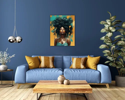 Vista 159 de Arte de pared afroamericano, decoración de rey y reina bailarín negro para sala de estar, arte de pareja de amor negro para dormitorio, lienzo