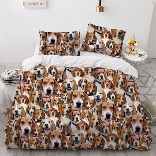 Vista 19 de Airedale Terrier - Juego de funda de edredón con estampado de cara de perro, juego de ropa de cama de 3 piezas, juego de funda de edredón suave