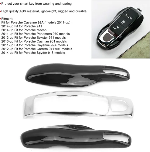 Vista 2 de Fydun Key Case Cove - Funda protectora para llave de automóvil 911 (negro horneado + carcasa plateada)
