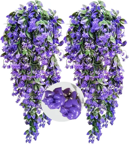 Vista 13 de Toprooms Plantas colgantes falsas, plantas colgantes artificiales, plantas falsas, hiedra sintética, enredadera, plantas colgantes de pared, estante