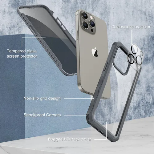 Vista 118 de CENHUFO Funda de privacidad para iPhone 11 Pro, funda de cuerpo completo con protector de pantalla de privacidad de vidrio templado 9H integrado